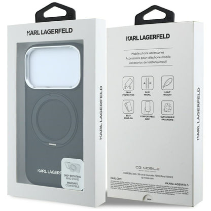 Θήκη MagSafe για Apple iPhone 18 Pro Max / 17 Pro Max, Karl Lagerfeld, Ring Stand 360 Saffiano, Μαύρο