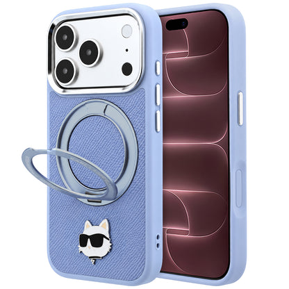 Θήκη MagSafe για Apple iPhone 18 Pro Max / 17 Pro Max, Karl Lagerfeld, Saffiano Ring Stand 360 Choupette Pin, Bleu