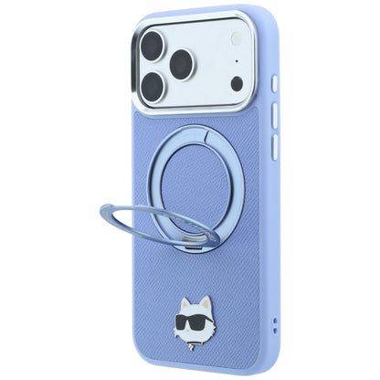 Θήκη MagSafe για Apple iPhone 18 Pro Max / 17 Pro Max, Karl Lagerfeld, Saffiano Ring Stand 360 Choupette Pin, Bleu