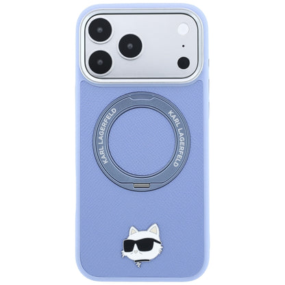 Θήκη MagSafe για Apple iPhone 18 Pro Max / 17 Pro Max, Karl Lagerfeld, Saffiano Ring Stand 360 Choupette Pin, Bleu