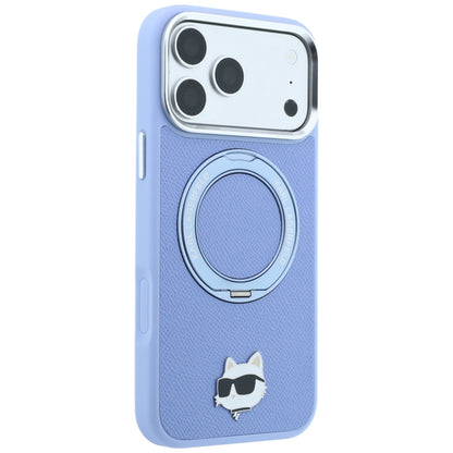 Θήκη MagSafe για Apple iPhone 18 Pro Max / 17 Pro Max, Karl Lagerfeld, Saffiano Ring Stand 360 Choupette Pin, Bleu