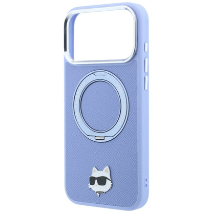 Θήκη MagSafe για Apple iPhone 18 Pro Max / 17 Pro Max, Karl Lagerfeld, Saffiano Ring Stand 360 Choupette Pin, Bleu