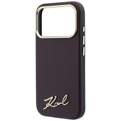 Θήκη MagSafe για Apple iPhone 18 Pro Max / 17 Pro Max, Karl Lagerfeld, Saffiano Small Script Metal Logo, Βυσσινί