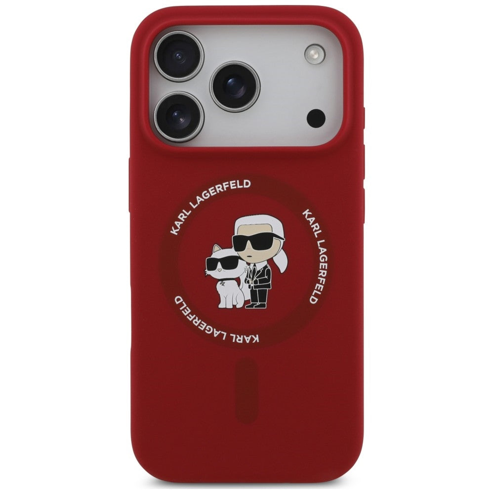 Θήκη MagSafe για Apple iPhone 18 Pro Max / 17 Pro Max, Karl Lagerfeld, Silicone Ring Karl & Choupette, Ροζ