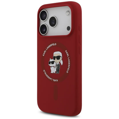 Θήκη MagSafe για Apple iPhone 18 Pro Max / 17 Pro Max, Karl Lagerfeld, Silicone Ring Karl & Choupette, Ροζ