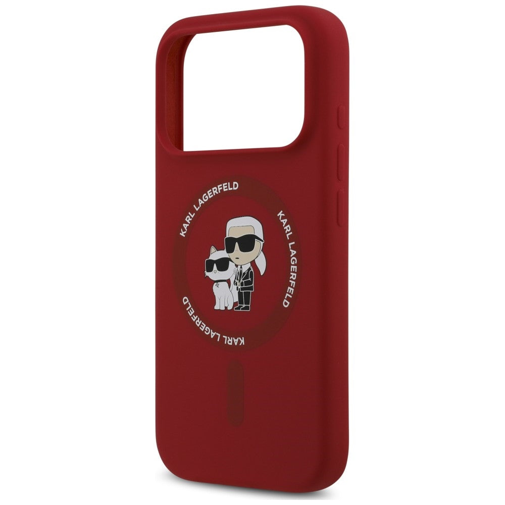Θήκη MagSafe για Apple iPhone 18 Pro Max / 17 Pro Max, Karl Lagerfeld, Silicone Ring Karl & Choupette, Ροζ