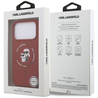 Θήκη MagSafe για Apple iPhone 18 Pro Max / 17 Pro Max, Karl Lagerfeld, Silicone Ring Karl & Choupette, Ροζ