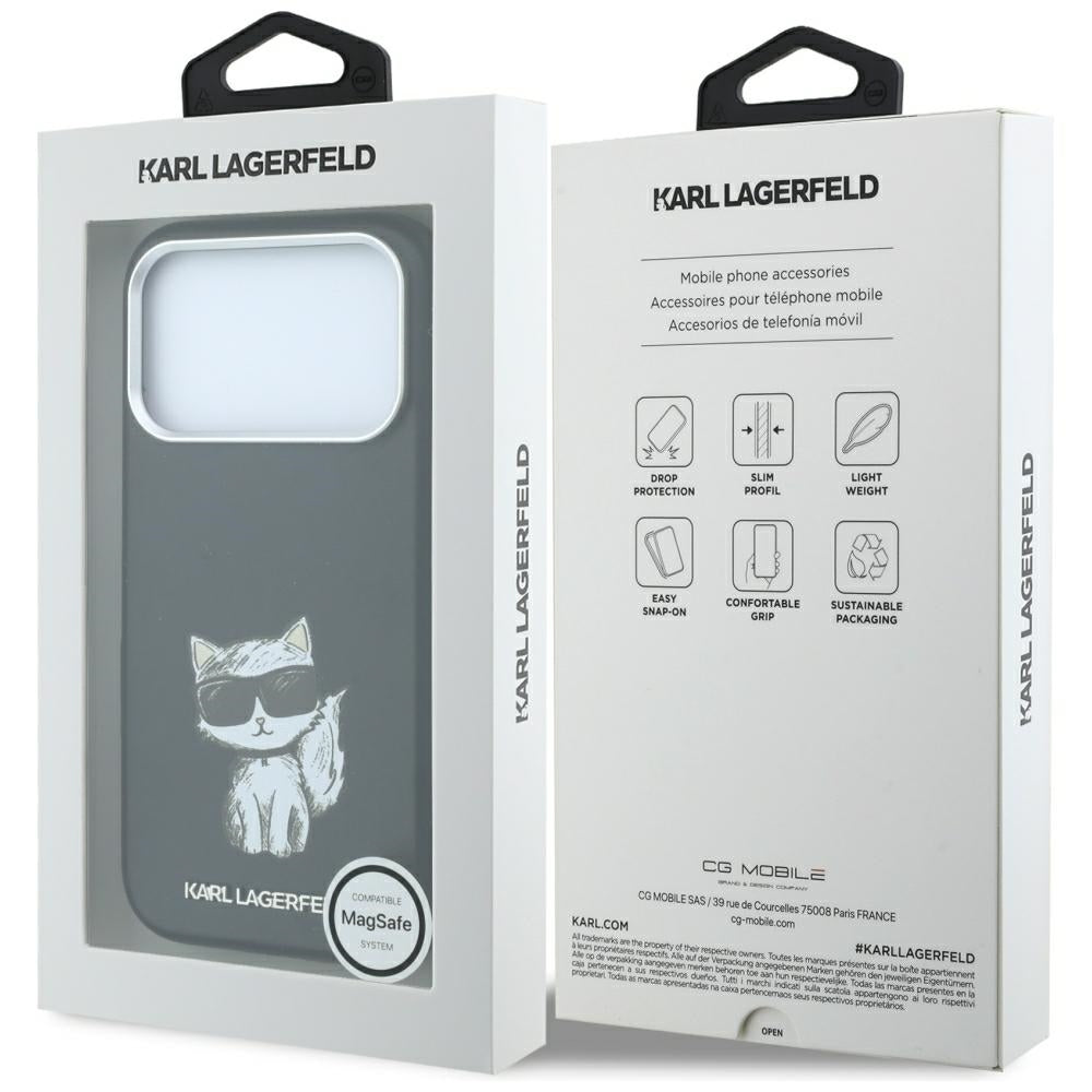 Θήκη MagSafe για Apple iPhone 18 Pro Max / 17 Pro Max, Karl Lagerfeld, Smooth Choupette Sketch, Μαύρο