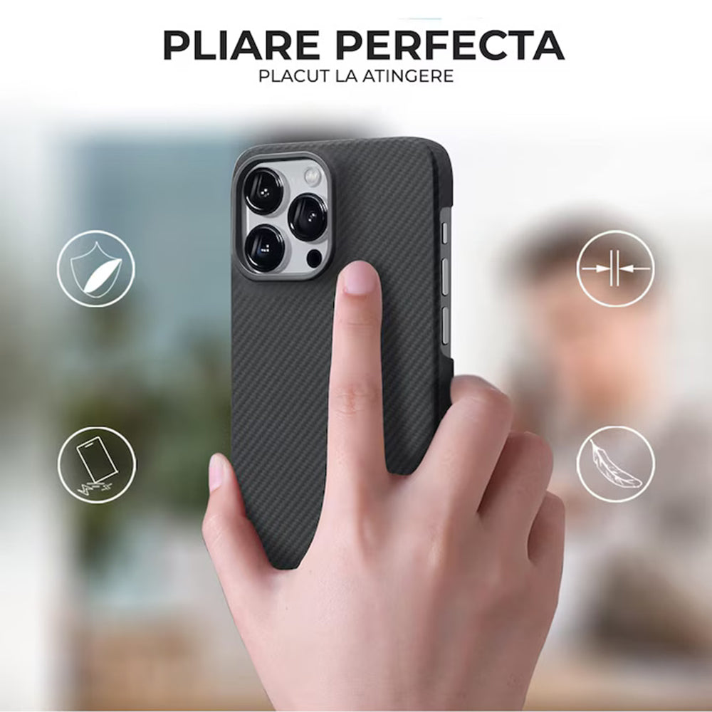 Θήκη MagSafe για Apple iPhone 18 Pro Max / 17 Pro Max, Techsuit, Αραμιδική Ίνα, Μαύρη