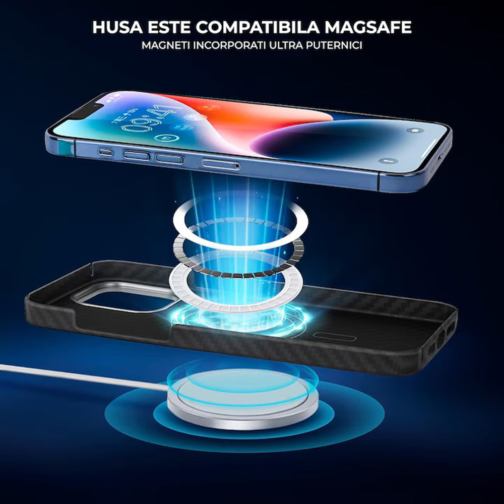 Θήκη MagSafe για Apple iPhone 18 Pro Max / 17 Pro Max, Techsuit, Αραμιδική Ίνα, Μαύρη