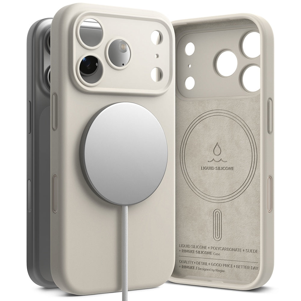 Θήκη MagSafe για Apple iPhone 18 Pro, Ringke, Σιλικόνη, Κρεμ