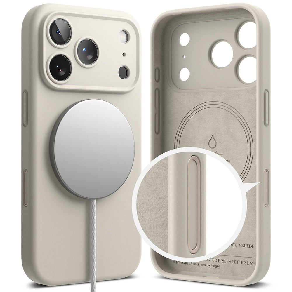 Θήκη MagSafe για Apple iPhone 18 Pro, Ringke, Σιλικόνη, Κρεμ