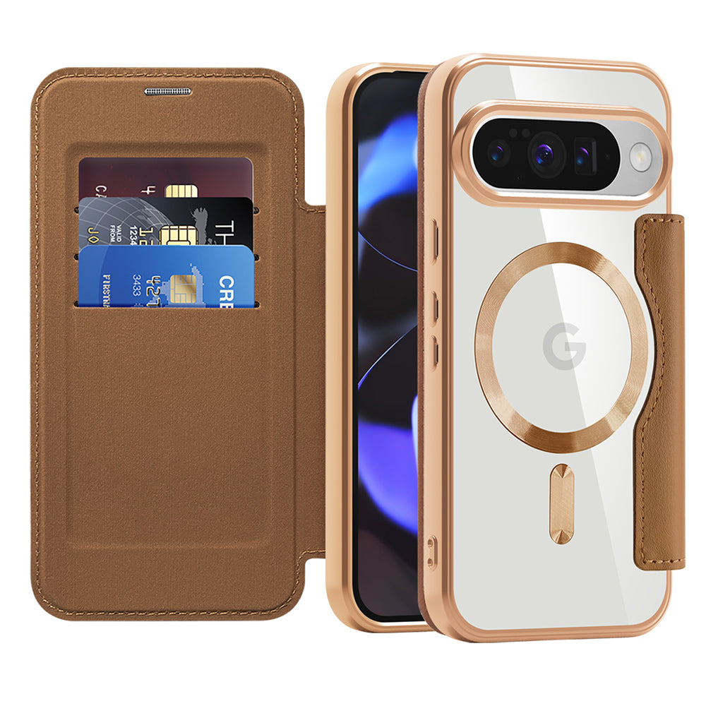 MagSafe Case for Google Pixel 10 Pro / 10, Techsuit, SmartMag Book, Brown