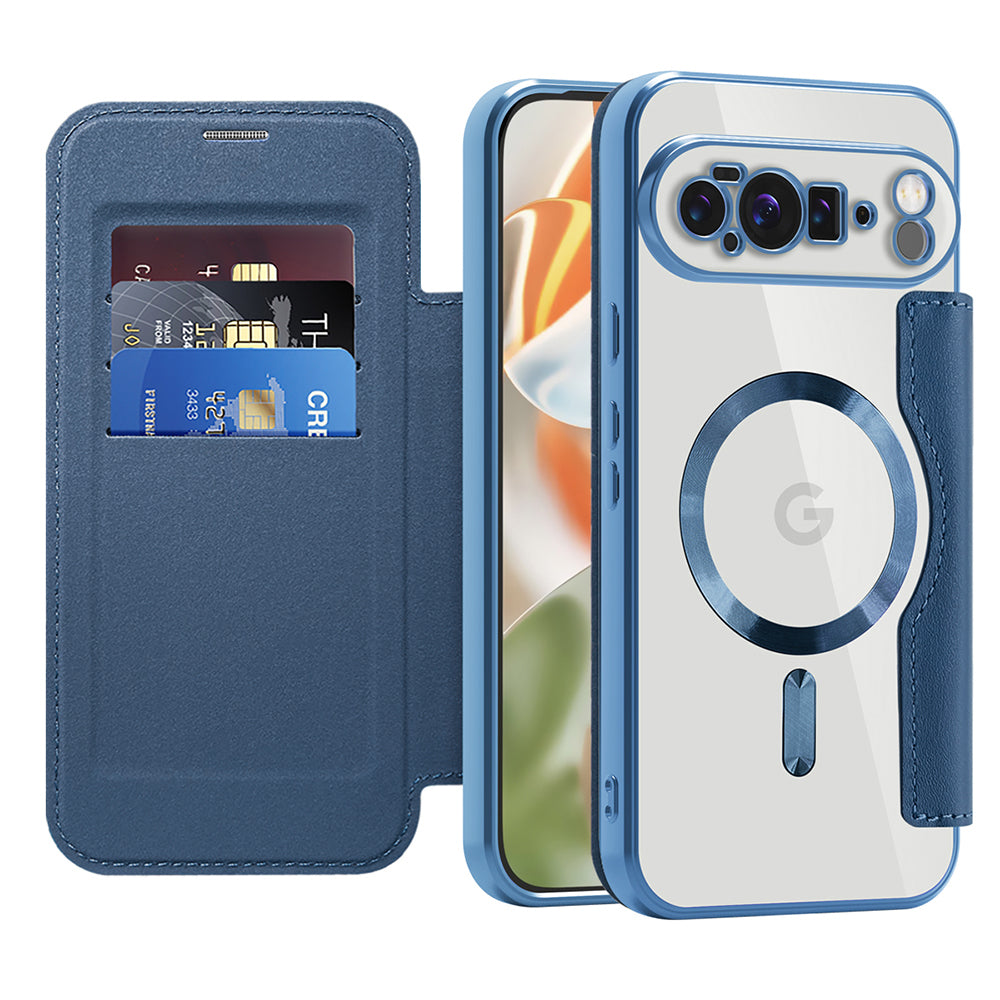 MagSafe Case for Google Pixel 10 Pro XL, Techsuit, SmartMag Book, Blue