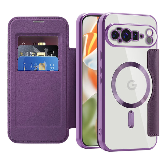 MagSafe Case for Google Pixel 10 Pro XL, Techsuit, SmartMag Book, Purple