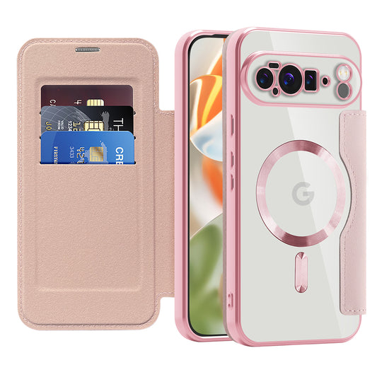 MagSafe Case for Google Pixel 10 Pro XL, Techsuit, SmartMag Book, Pink