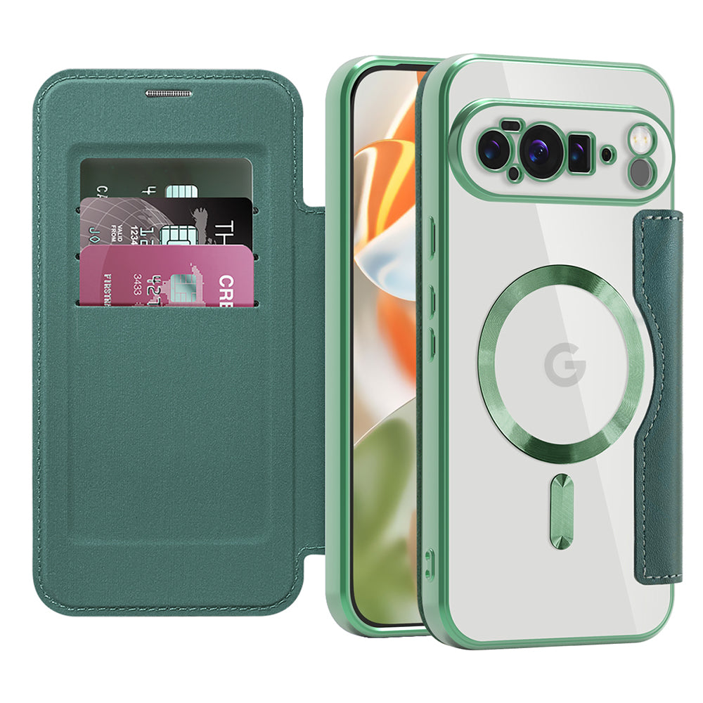 MagSafe Case for Google Pixel 10 Pro XL, Techsuit, SmartMag Book, Green