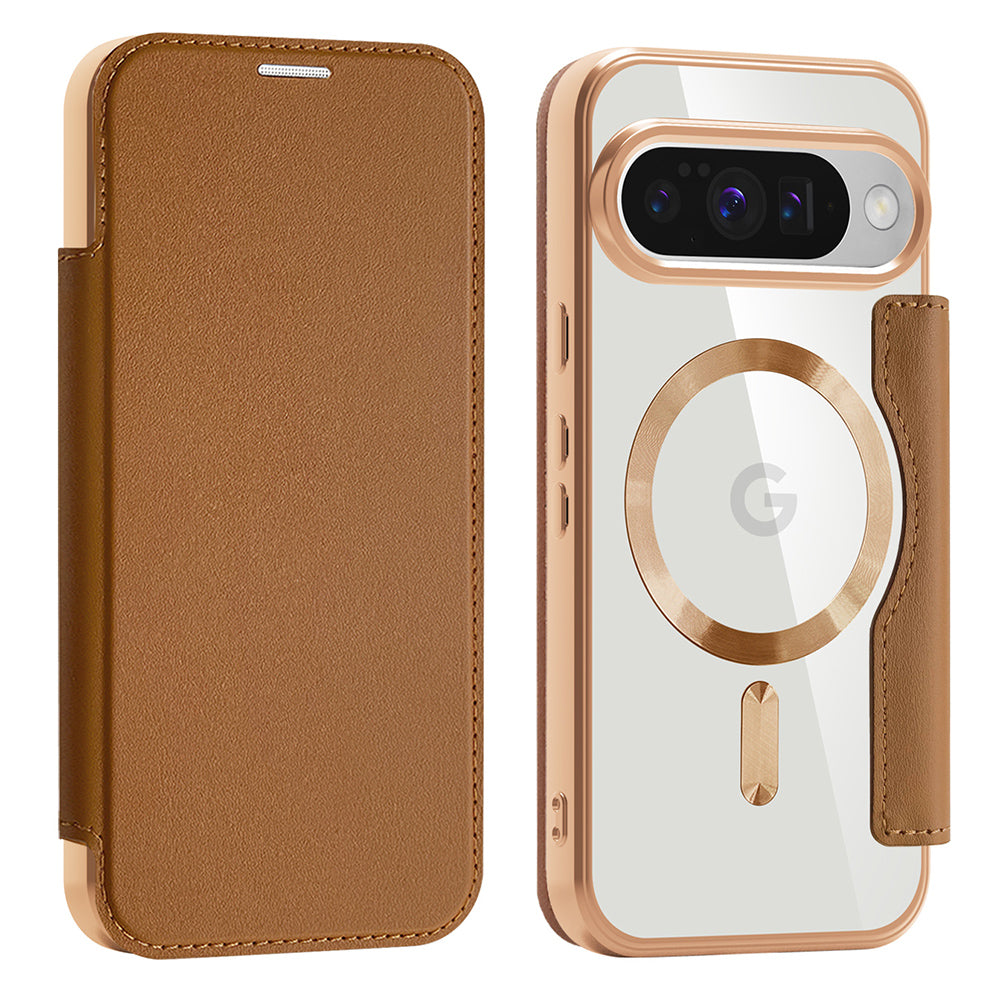 MagSafe Case for Google Pixel 10 Pro / 10, Techsuit, SmartMag Book, Brown