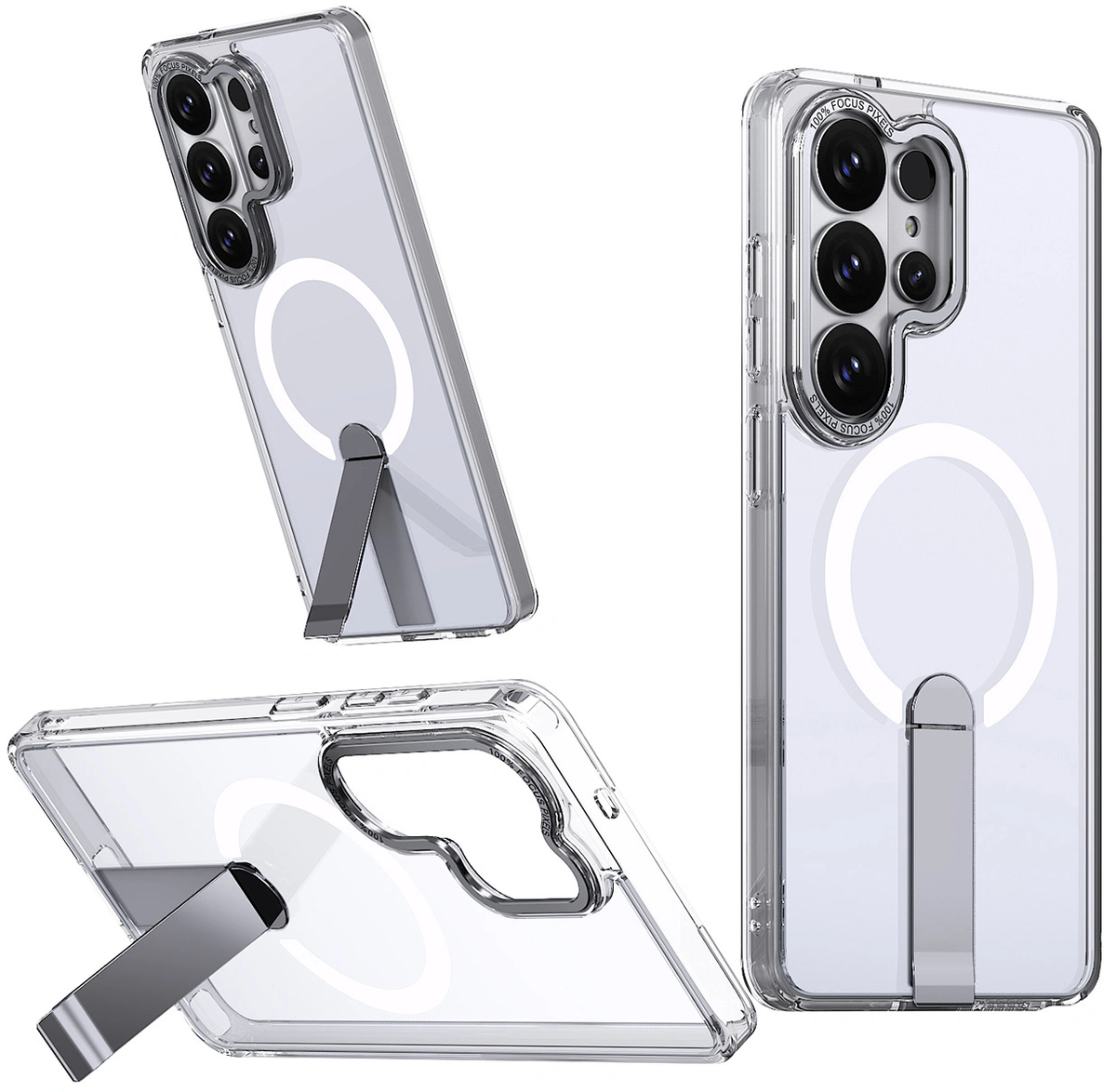 MagSafe Case for Samsung Galaxy S26 Ultra S948, Hybrid Armor, X with Stand, Transparent
