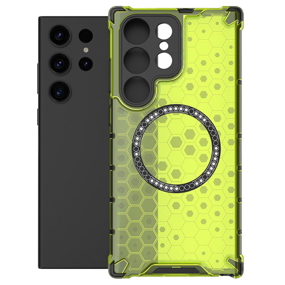 MagSafe Case for Samsung Galaxy S25 Ultra S938, Techsuit, HoneyComb Shield, Green