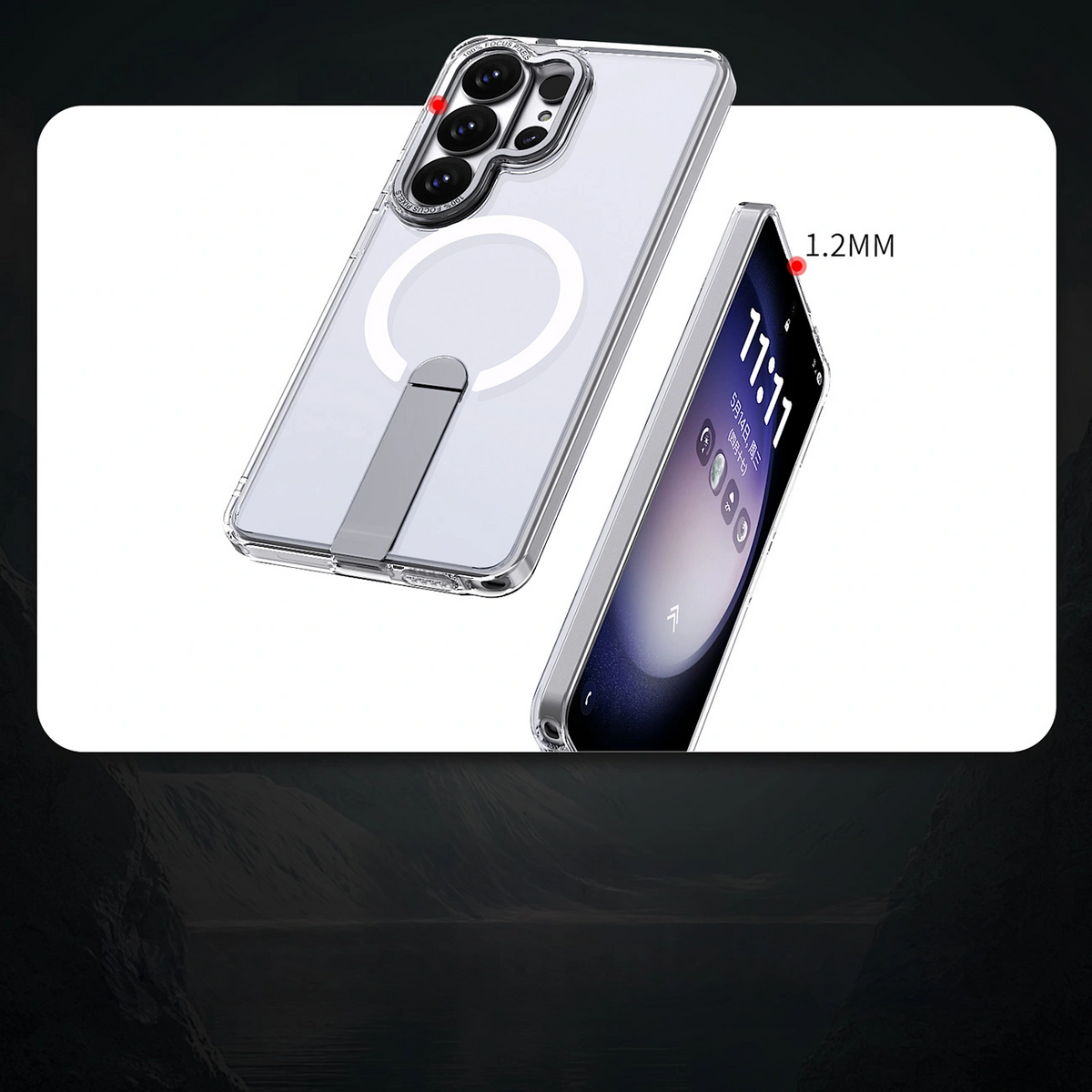 MagSafe Case for Samsung Galaxy S26 S942, Hybrid Armor, X with Stand, Transparent