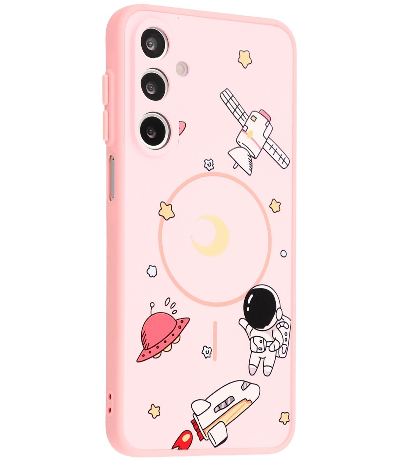 MagSafe Case for Samsung Galaxy S25 Ultra S938, OEM, Cartoon Astronaut, Pink