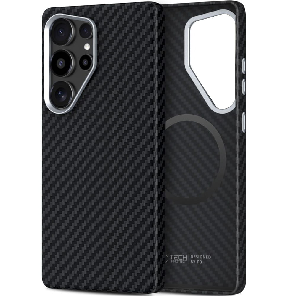 MagSafe Case for Samsung Galaxy S25 Ultra S938, Tech-Protect, Ion Carbon, Black