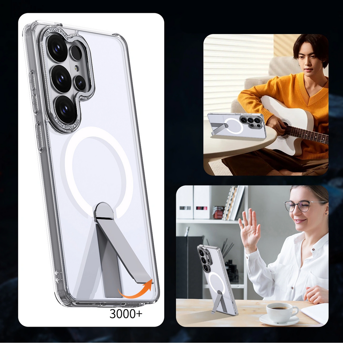 MagSafe Case for Samsung Galaxy S26 S942, Hybrid Armor, X with Stand, Transparent