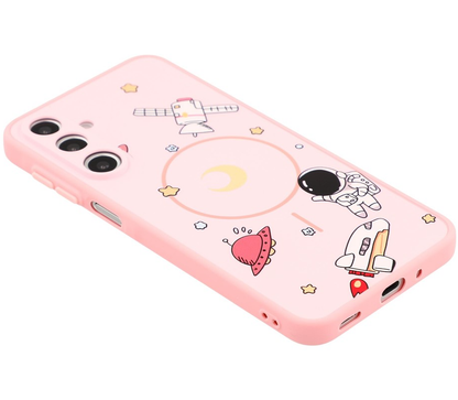 MagSafe Case for Samsung Galaxy S25 Ultra S938, OEM, Cartoon Astronaut, Pink