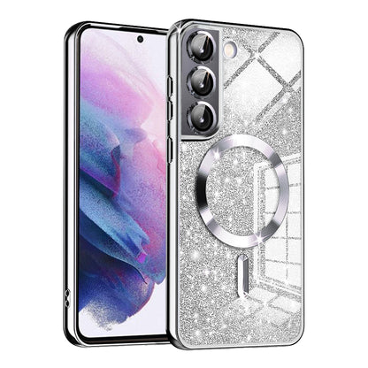 Θήκη MagSafe για Samsung Galaxy S21 5G G991, Techsuit, Luxury Glitter, Ασημί