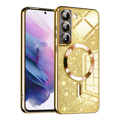 Θήκη MagSafe για Samsung Galaxy S21 5G G991, Techsuit, Luxury Glitter, Χρυσή