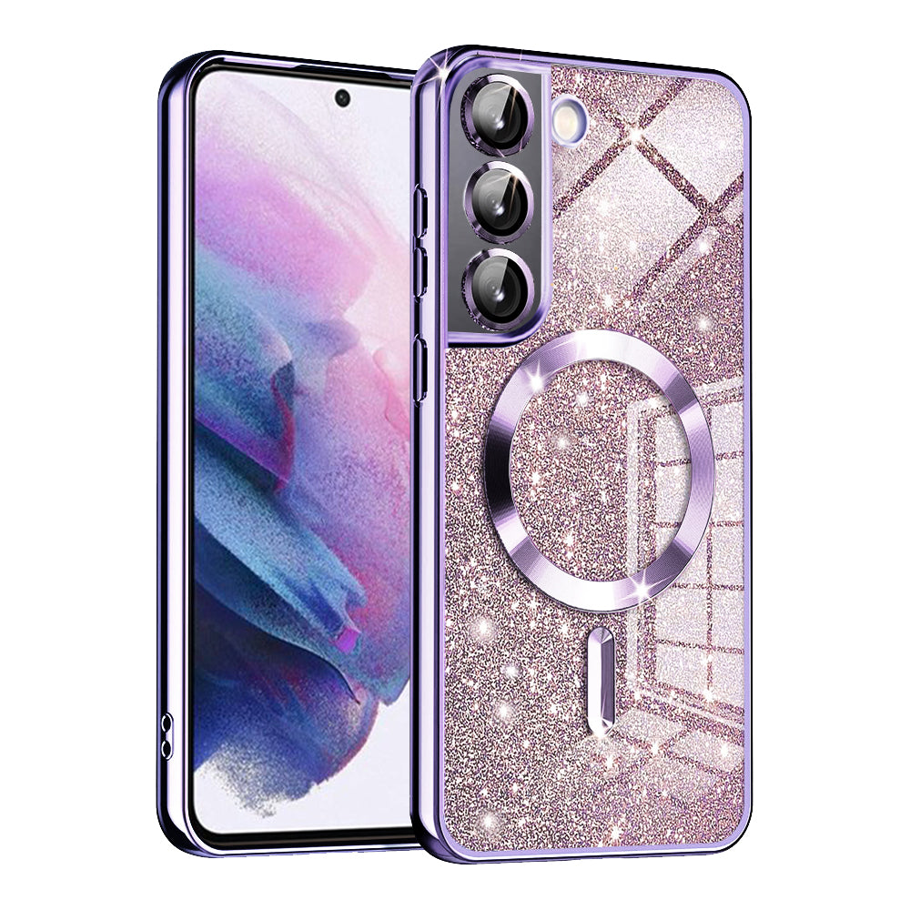 Θήκη MagSafe για Samsung Galaxy S21 5G G991, Techsuit, Luxury Glitter, Ανοιχτό Μωβ