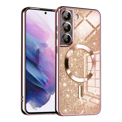 Θήκη MagSafe για Samsung Galaxy S21 5G G991, Techsuit, Luxury Glitter, Ροζ Χρυσό
