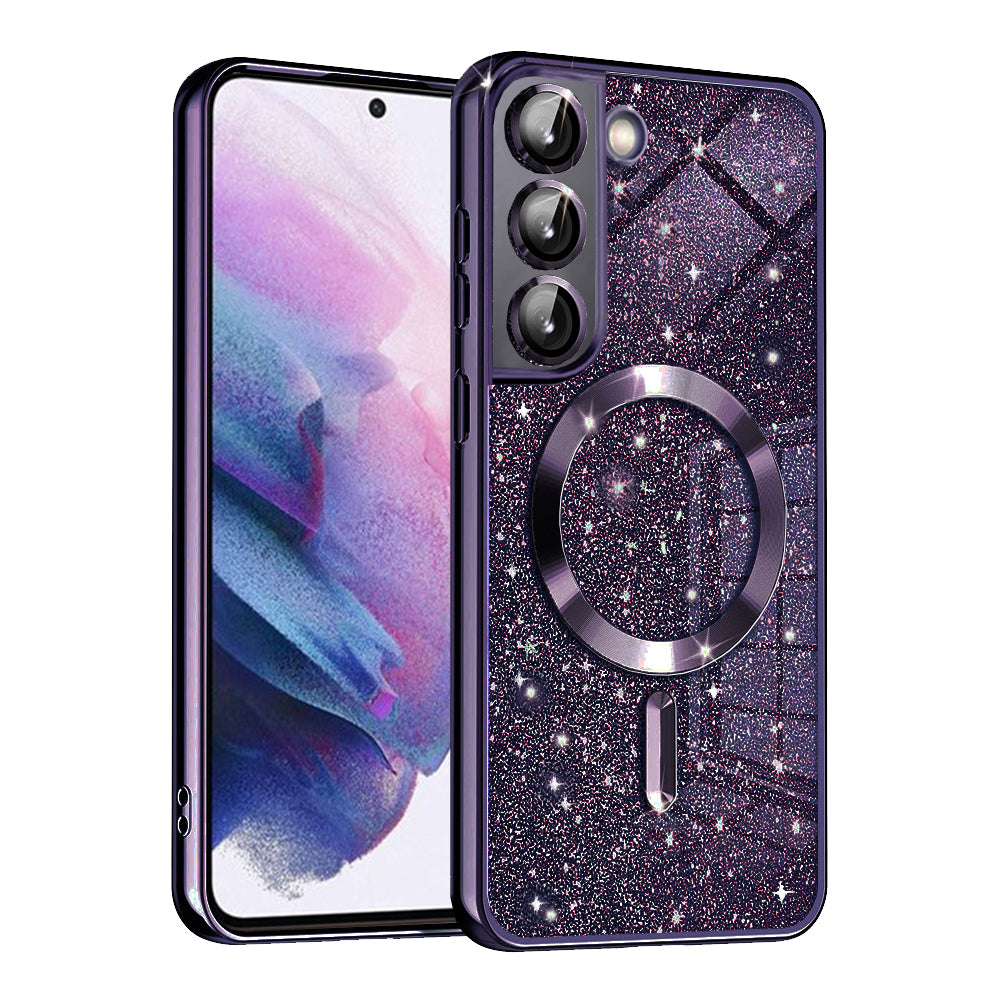 Θήκη MagSafe για Samsung Galaxy S21 FE 5G G990, Techsuit, Luxury Glitter, Σκούρο Μωβ
