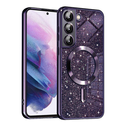 Θήκη MagSafe για Samsung Galaxy S21 FE 5G G990, Techsuit, Luxury Glitter, Σκούρο Μωβ