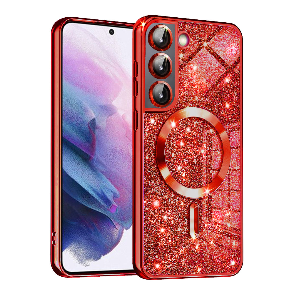 Θήκη MagSafe για Samsung Galaxy S21 FE 5G G990, Techsuit, Luxury Glitter, Κόκκινο