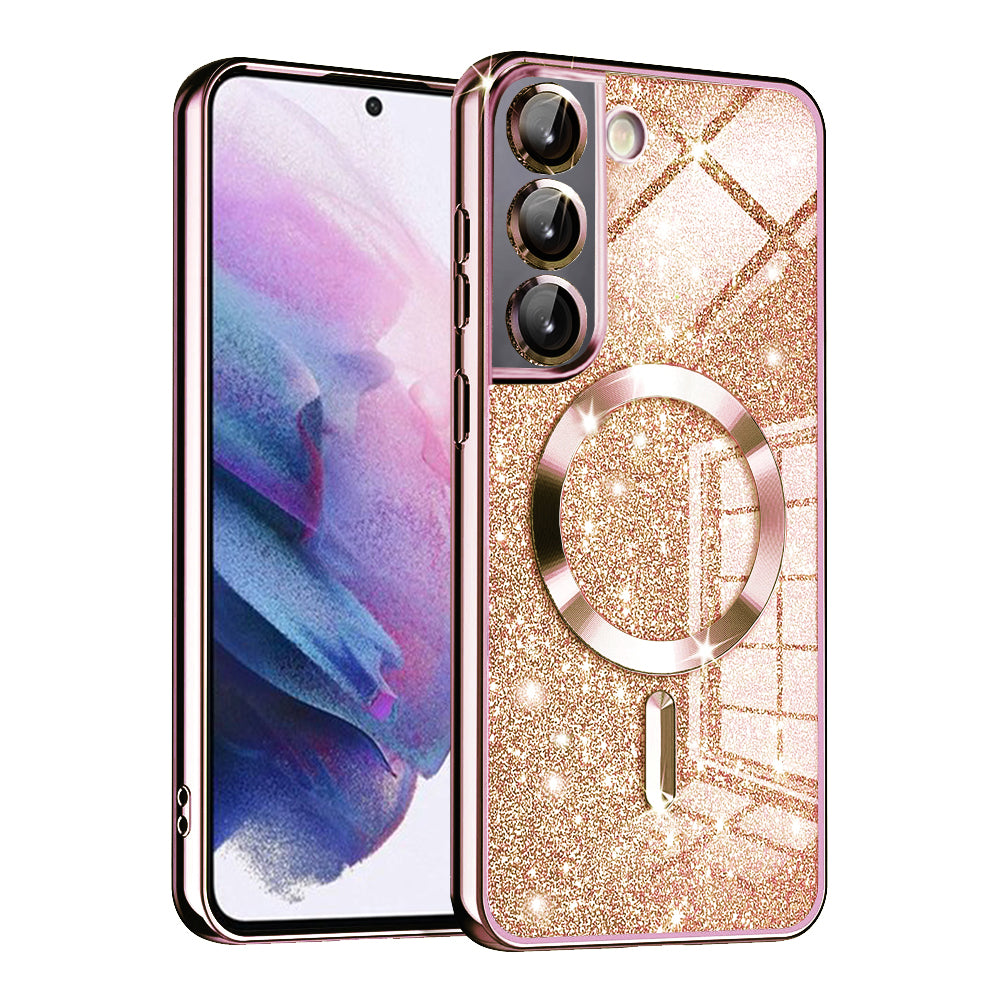 Θήκη MagSafe για Samsung Galaxy S21 FE 5G G990, Techsuit, Luxury Glitter, Ροζ Χρυσό
