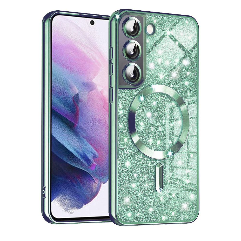 Θήκη MagSafe για Samsung Galaxy S21 FE 5G G990, Techsuit, Luxury Glitter, Ανοιχτό Πράσινο
