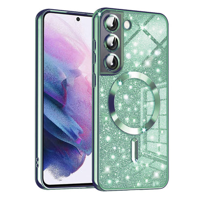 Θήκη MagSafe για Samsung Galaxy S21 FE 5G G990, Techsuit, Luxury Glitter, Ανοιχτό Πράσινο