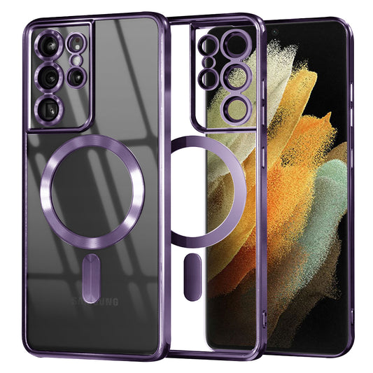 MagSafe Case for Samsung Galaxy S21 Ultra 5G G998, Techsuit, Luxury Crystal, Light Purple