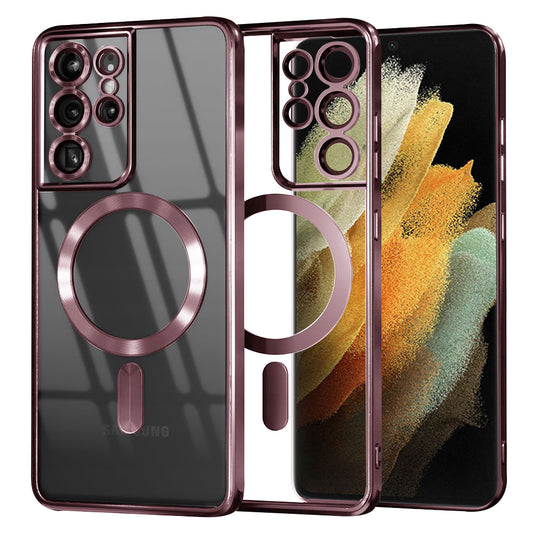 MagSafe Case for Samsung Galaxy S21 Ultra 5G G998, Techsuit, Luxury Crystal, Pink