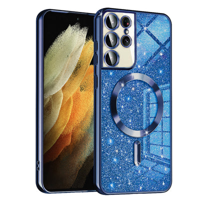 Θήκη MagSafe για Samsung Galaxy S21 Ultra 5G G998, Techsuit, Luxury Glitter, Σκούρο Μπλε