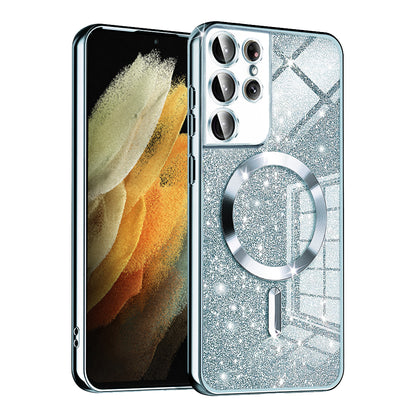 Θήκη MagSafe για Samsung Galaxy S21 Ultra 5G G998, Techsuit, Luxury Glitter, Bleu
