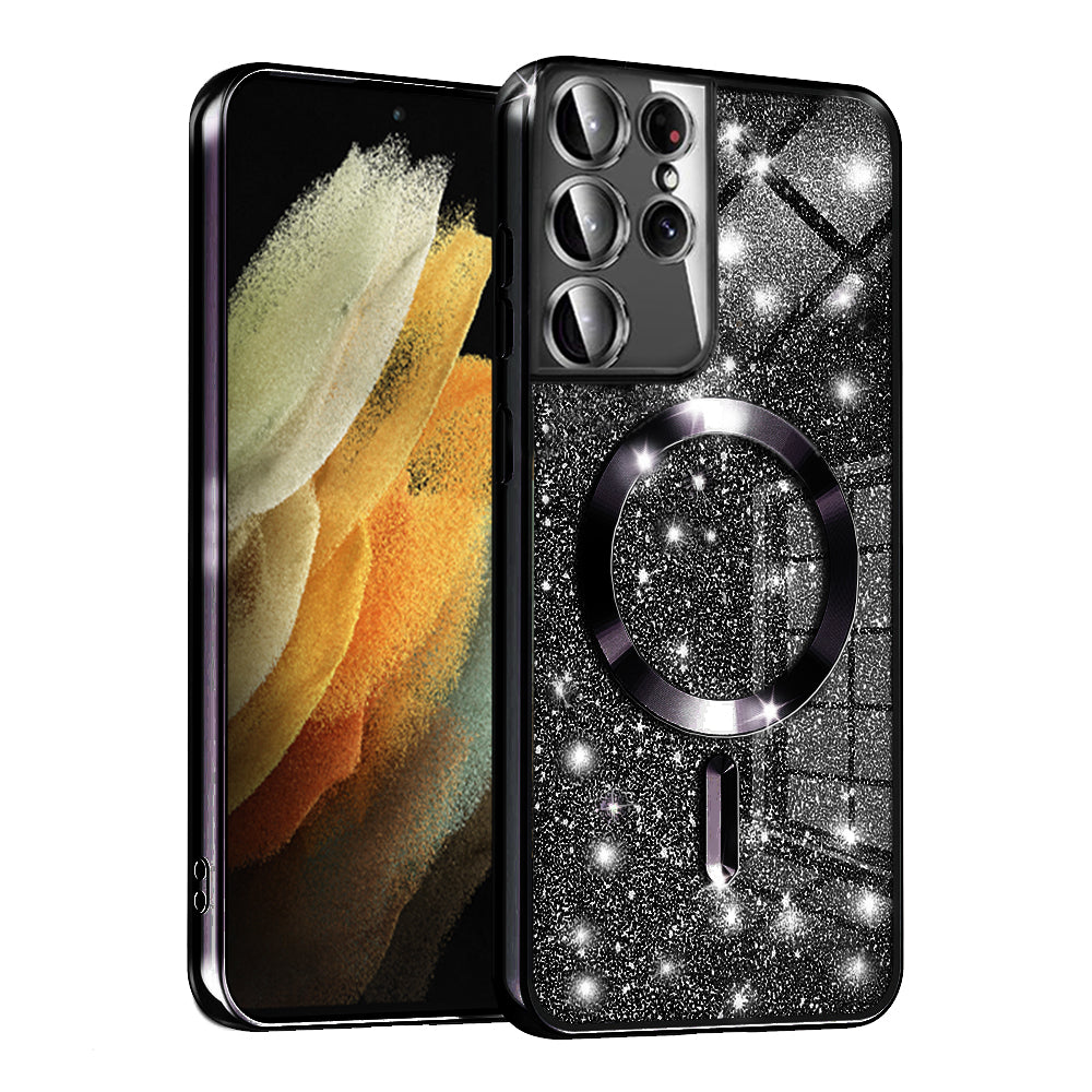 Θήκη MagSafe για Samsung Galaxy S21 Ultra 5G G998, Techsuit, Luxury Glitter, Μαύρη