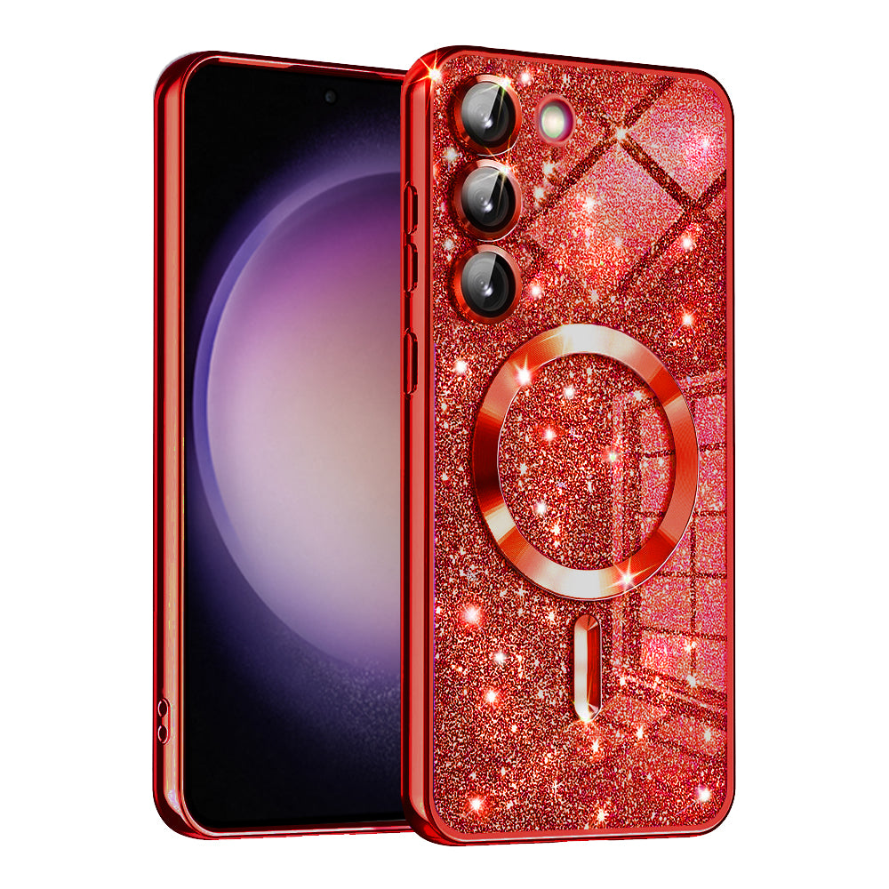 Θήκη MagSafe για Samsung Galaxy S23 S911, Techsuit, Luxury Glitter, Κόκκινο