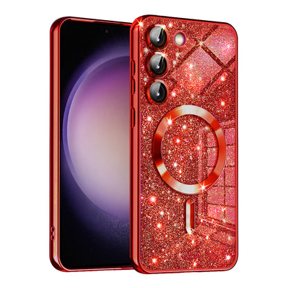 Θήκη MagSafe για Samsung Galaxy S23 S911, Techsuit, Luxury Glitter, Κόκκινο