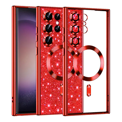 Θήκη MagSafe για Samsung Galaxy S23 Ultra S918, Techsuit, Luxury Glitter, Κόκκινο
