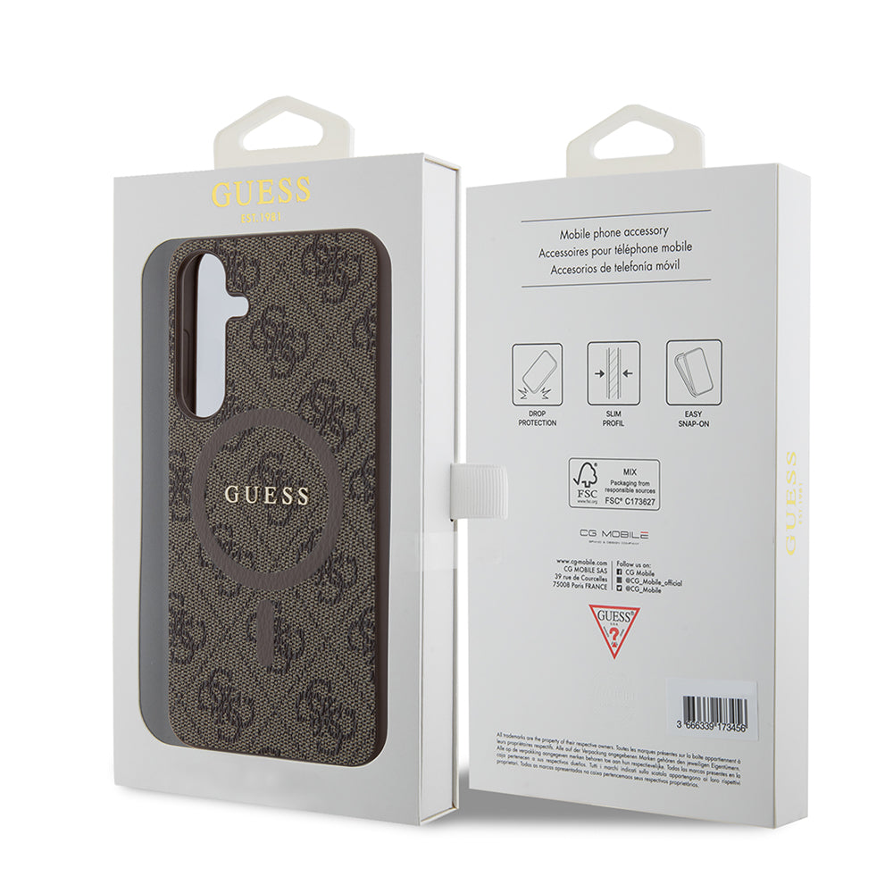 Θήκη MagSafe για Samsung Galaxy S24+ S926, Guess, 4G Collection, Καφέ