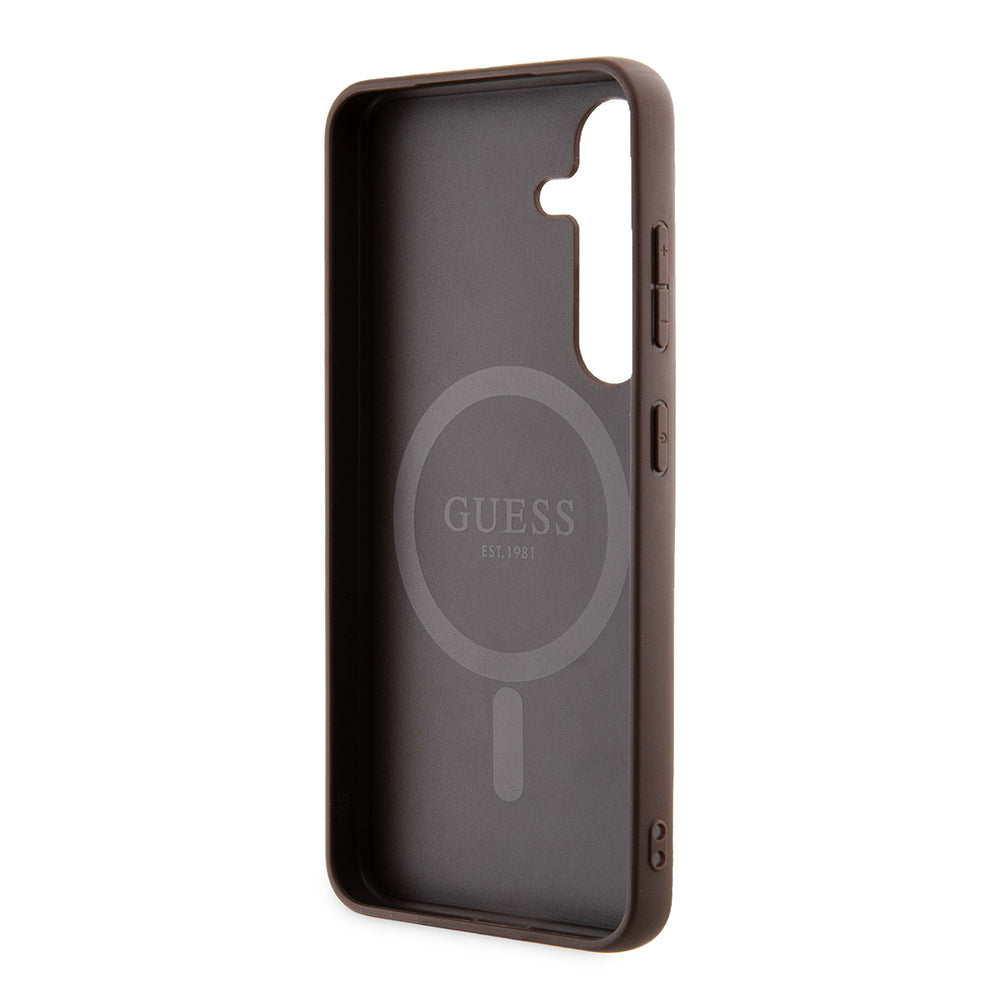Θήκη MagSafe για Samsung Galaxy S24 S921, Guess, 4G Collection, Καφέ