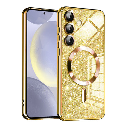 Θήκη MagSafe για Samsung Galaxy S24 S921, Techsuit, Luxury Glitter, Χρυσή